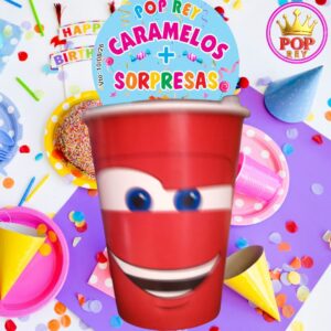 Vaso + Caramelos+Juguete